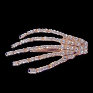 Women’s Rhinestone and Rose Gold Tone Skeleton Hand Hair Clip